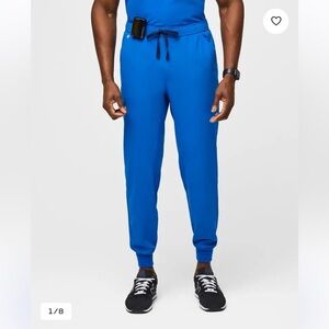 Figs Tansen Men's Jogger Scrub Pants Size Small Blue Embroidered Aya Healthcare